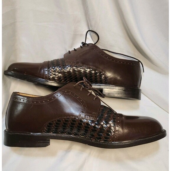 Stanley Blacker Mens 10 D  Leather Dress Shoes Basket Weave Oxford Made In Italy main image 16